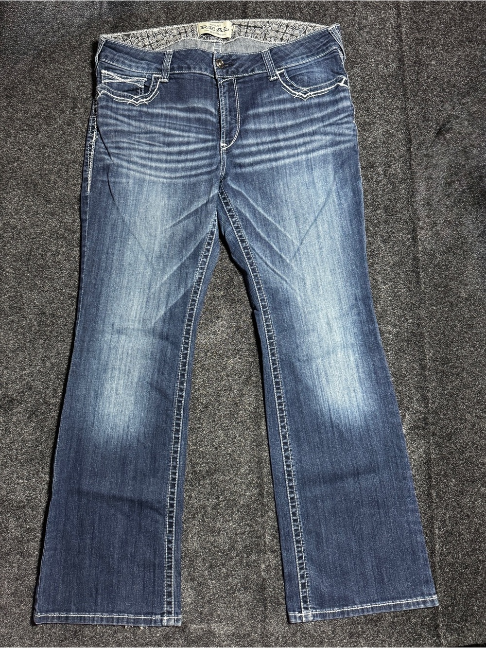 Ariat REAL Jeans Women’s 34R Marine Mid Rise Boot Cut Western